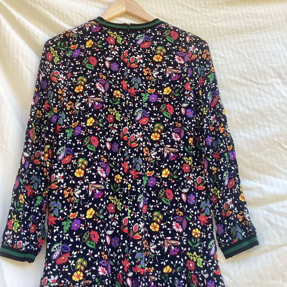 Zara Trafaluc black floral long sleeve mini dress, size medium - Picture 7 of 10